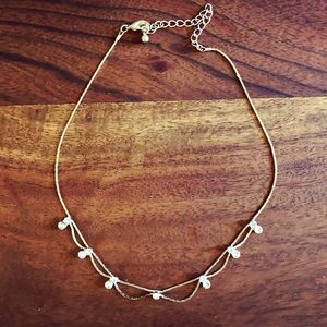 Vintage thin silver & diamond choker necklace